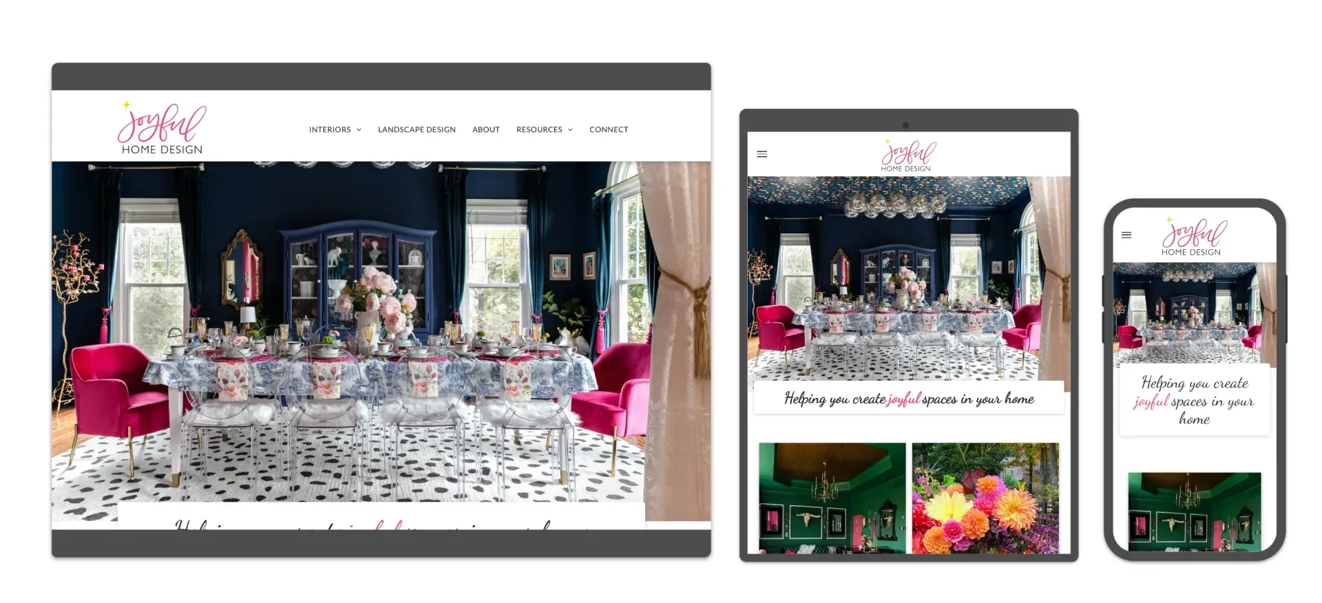 A screenshot of a website on a tablet , phone and computer.