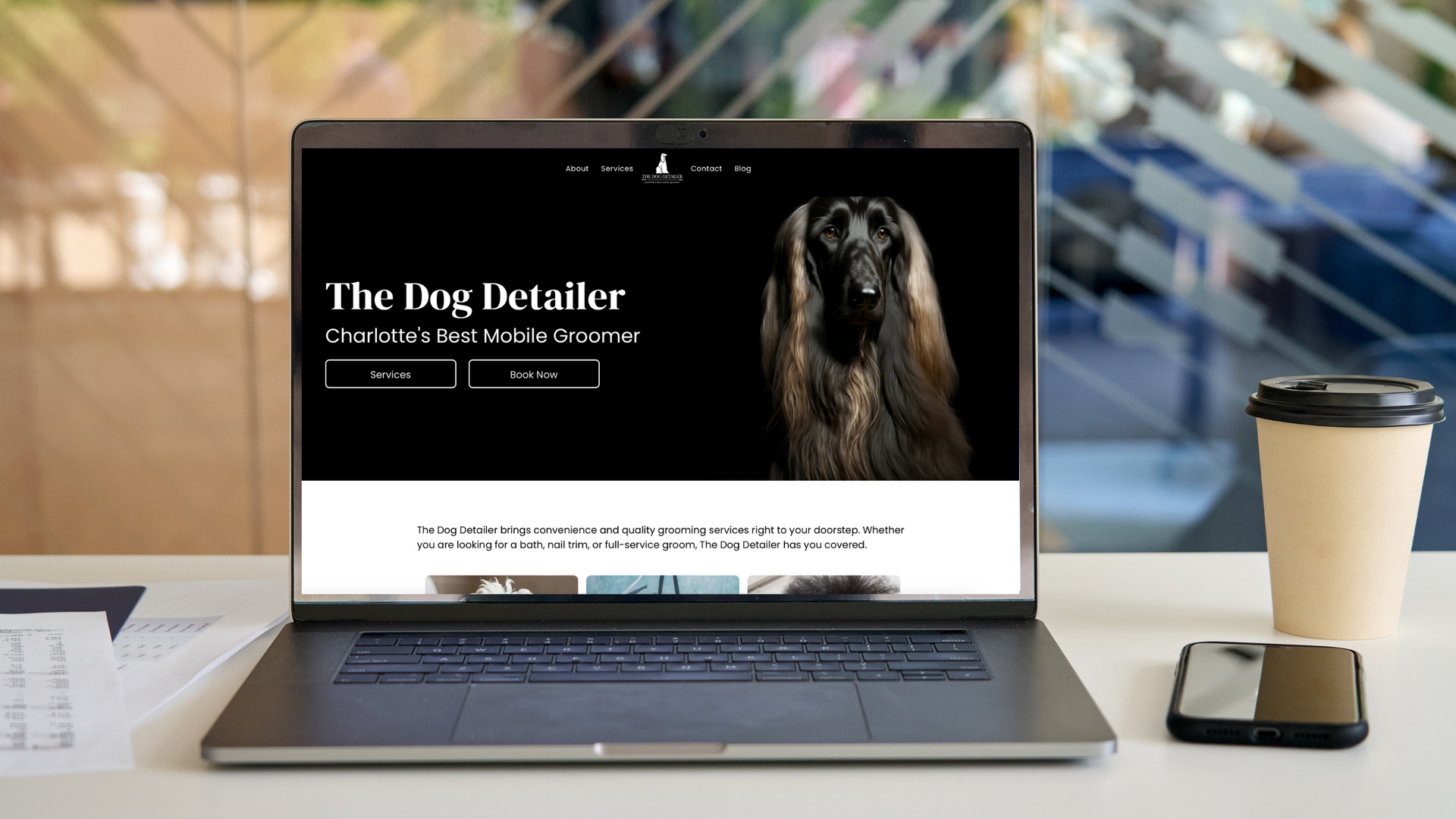 A laptop is open to a website for the dog dexter