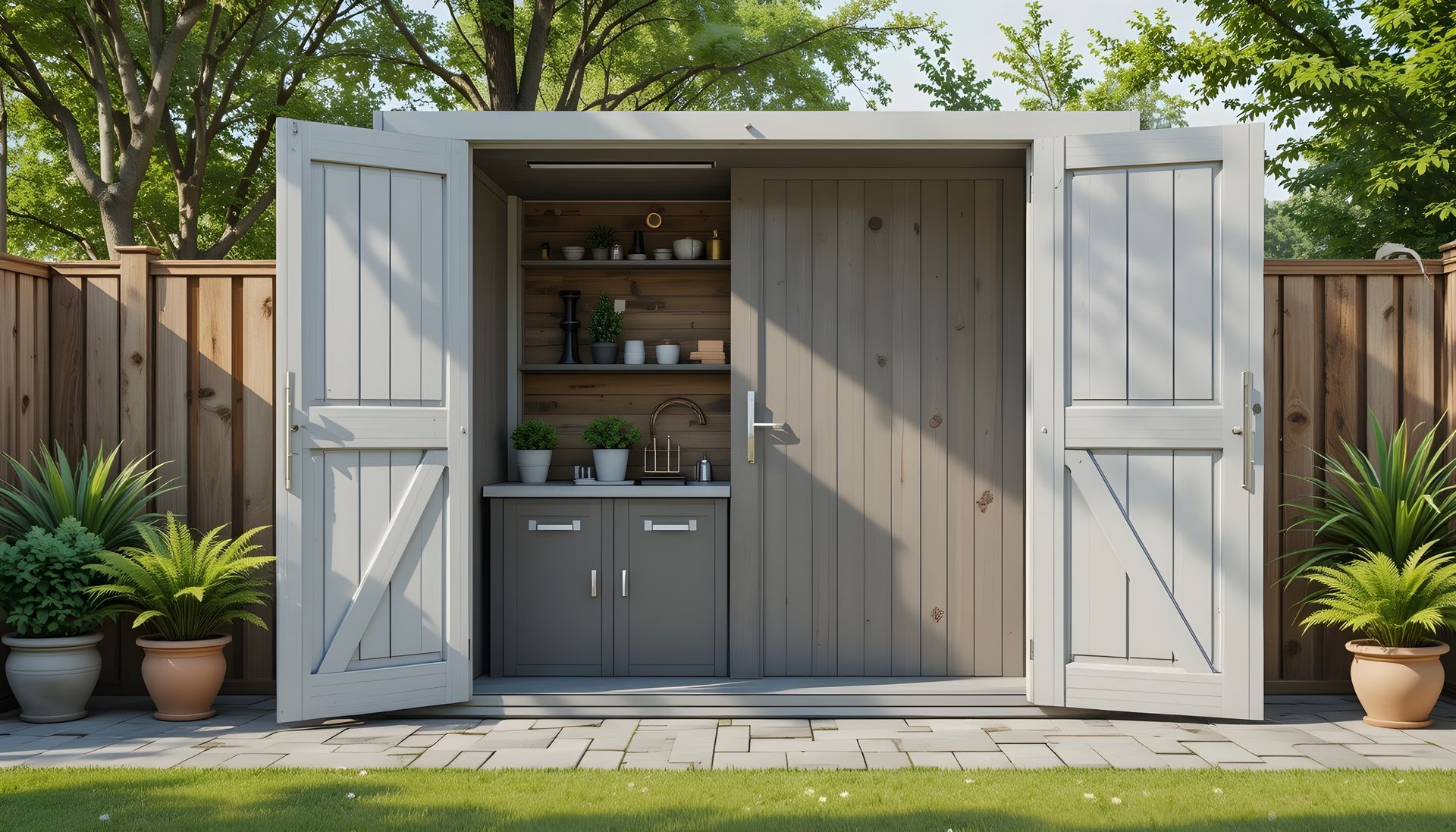 plumbing built into portable shed