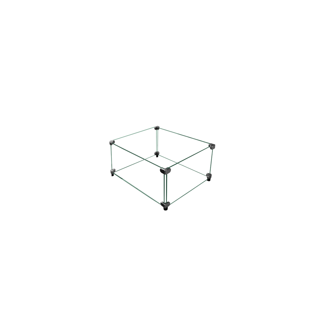 A 3d model of a cube made of metal on a white background.