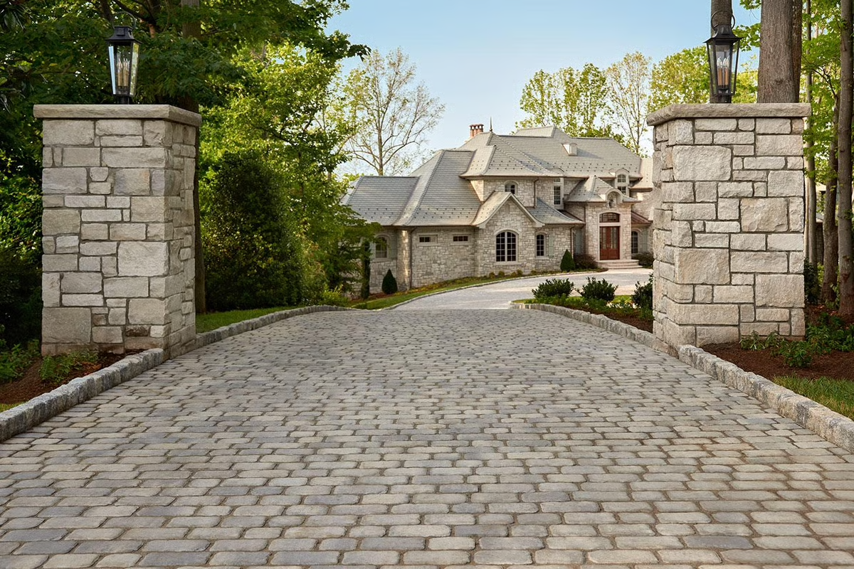 Villagio pavers on a gated driveway