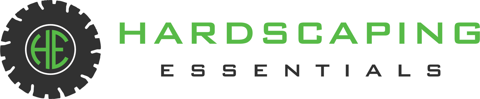 A logo for a company called hardscaping essentials