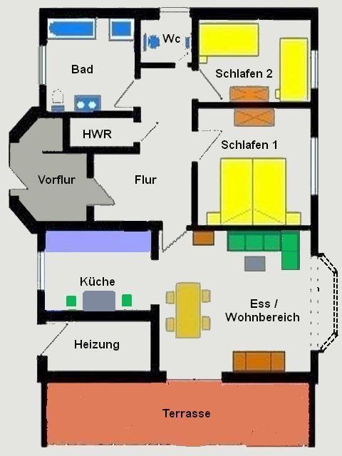 Grundriss ebenerdige Ferienwohnung