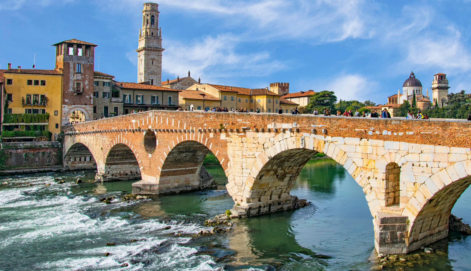 Ponte pietra and Adige river in Verona 