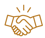 Handshake icon with radiating lines, symbolizing agreement or partnership.