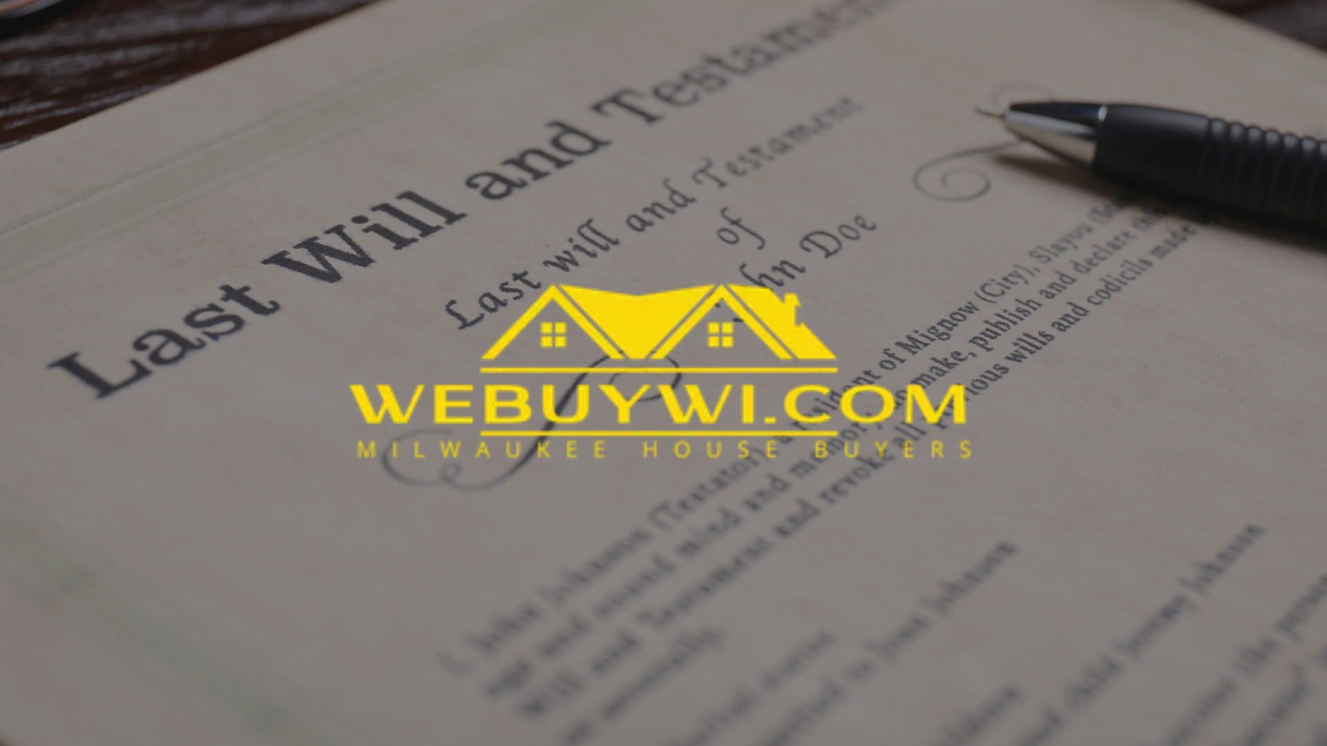 Last Will and Testament document with pen, featuring the WEBUYWI.COM logo overlaid.