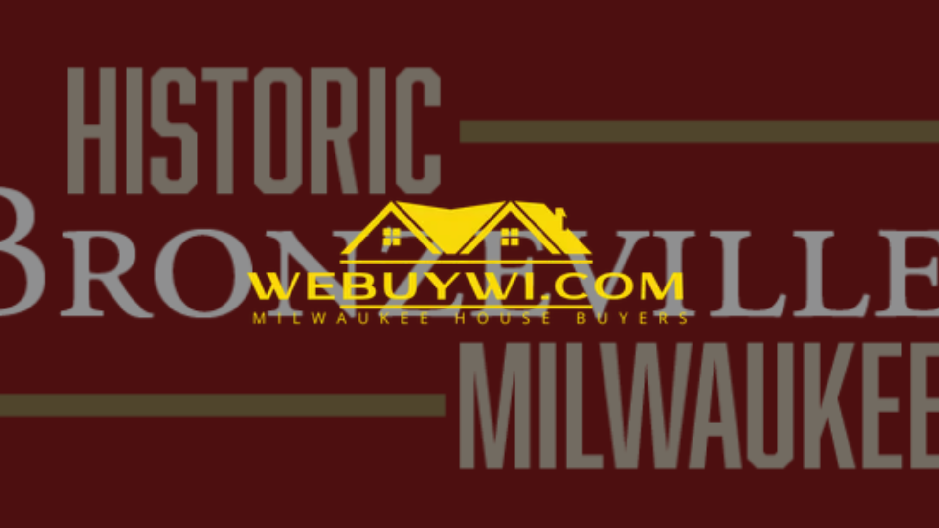 Logo for Historic Bronzeville, Milwaukee; gold house graphic, maroon background,