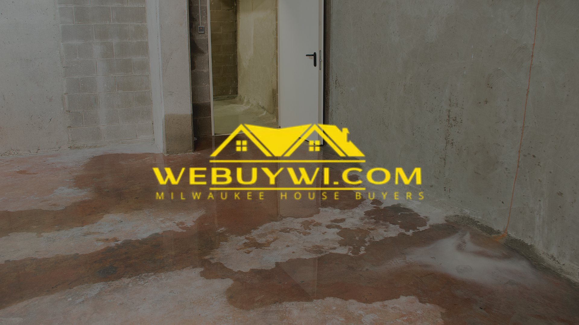 Room with wet floor and unfinished walls; 