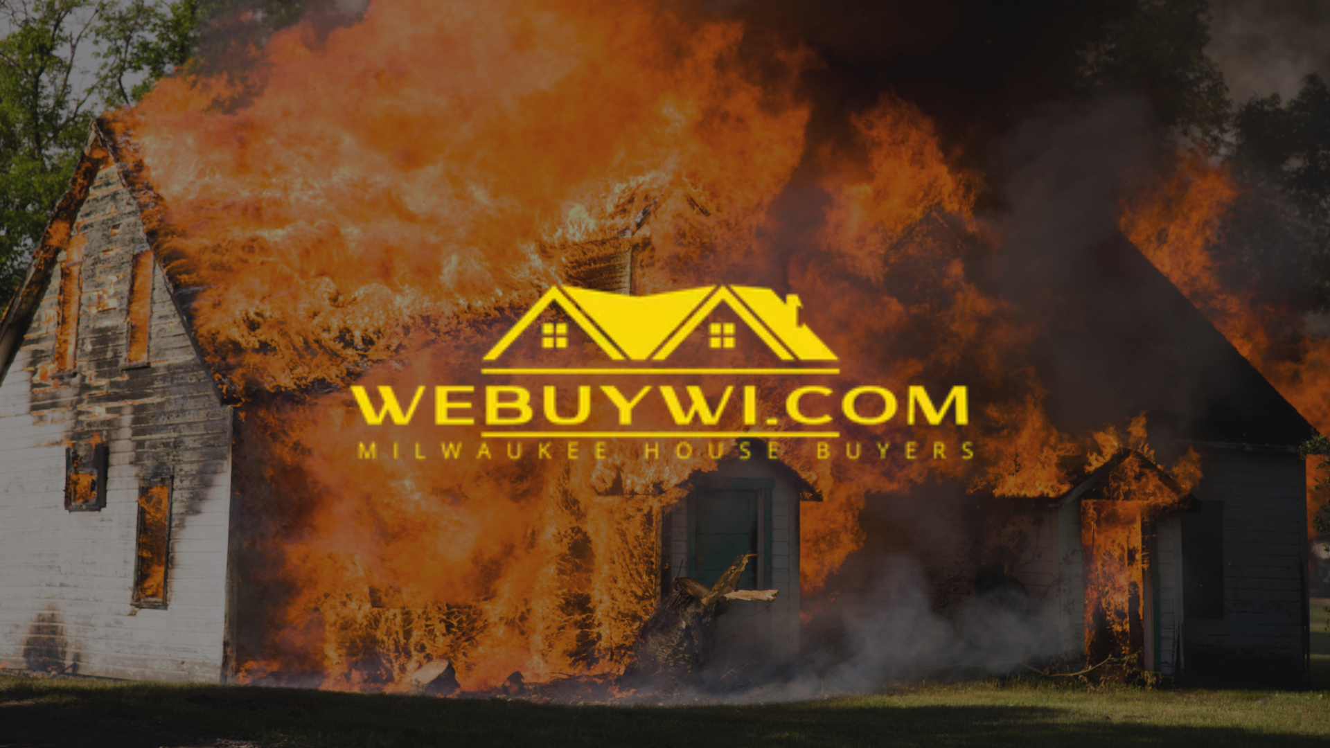 Burning house with the logo