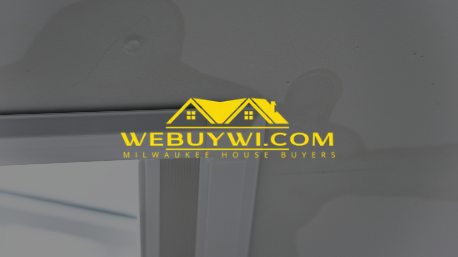 Logo for WeBuyWI.com, Milwaukee house buyers, with two yellow houses and a dark gray background.