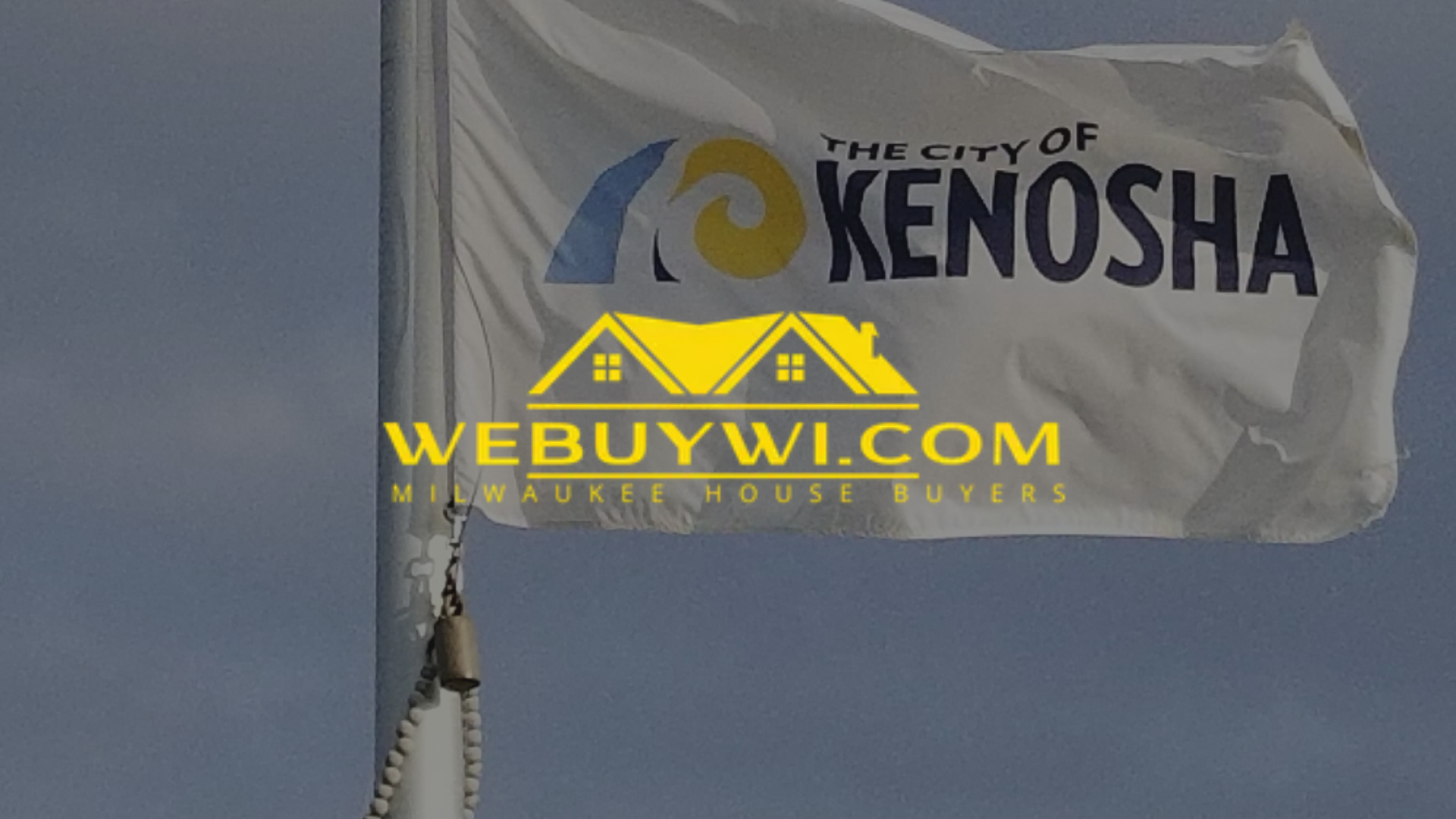 Flag of Kenosha, Wisconsin, with city logo and