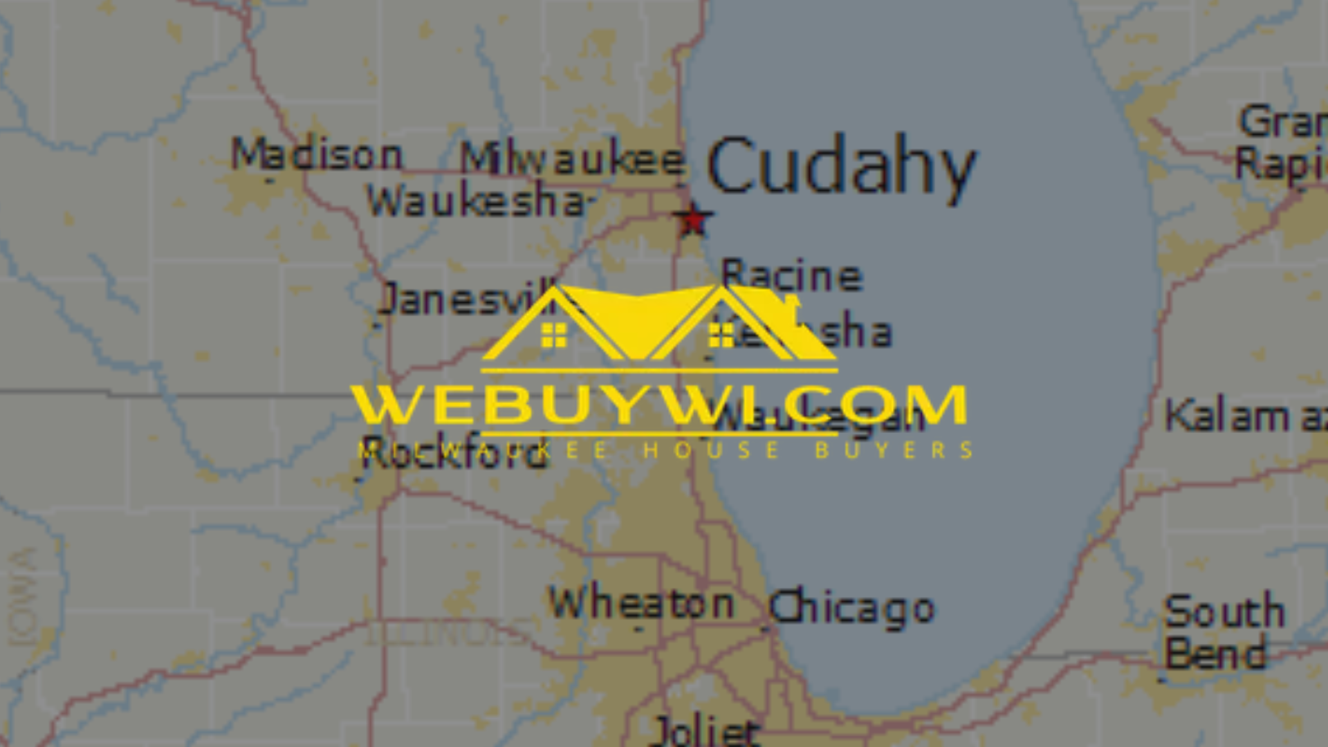 Map of Wisconsin with a star marking Cudahy, and the text