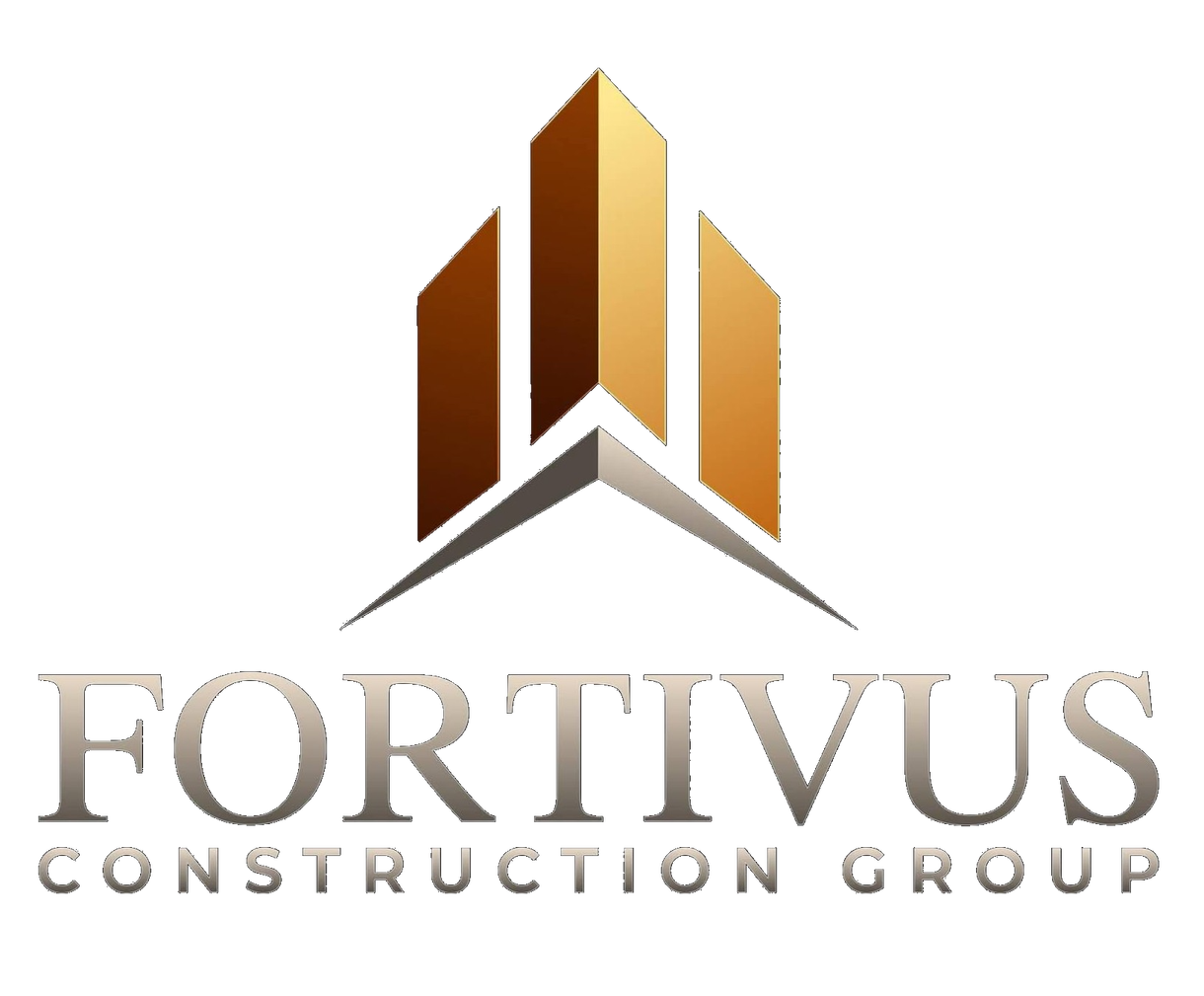 Fortivus Construction Group logo with gold and gray building icon and text