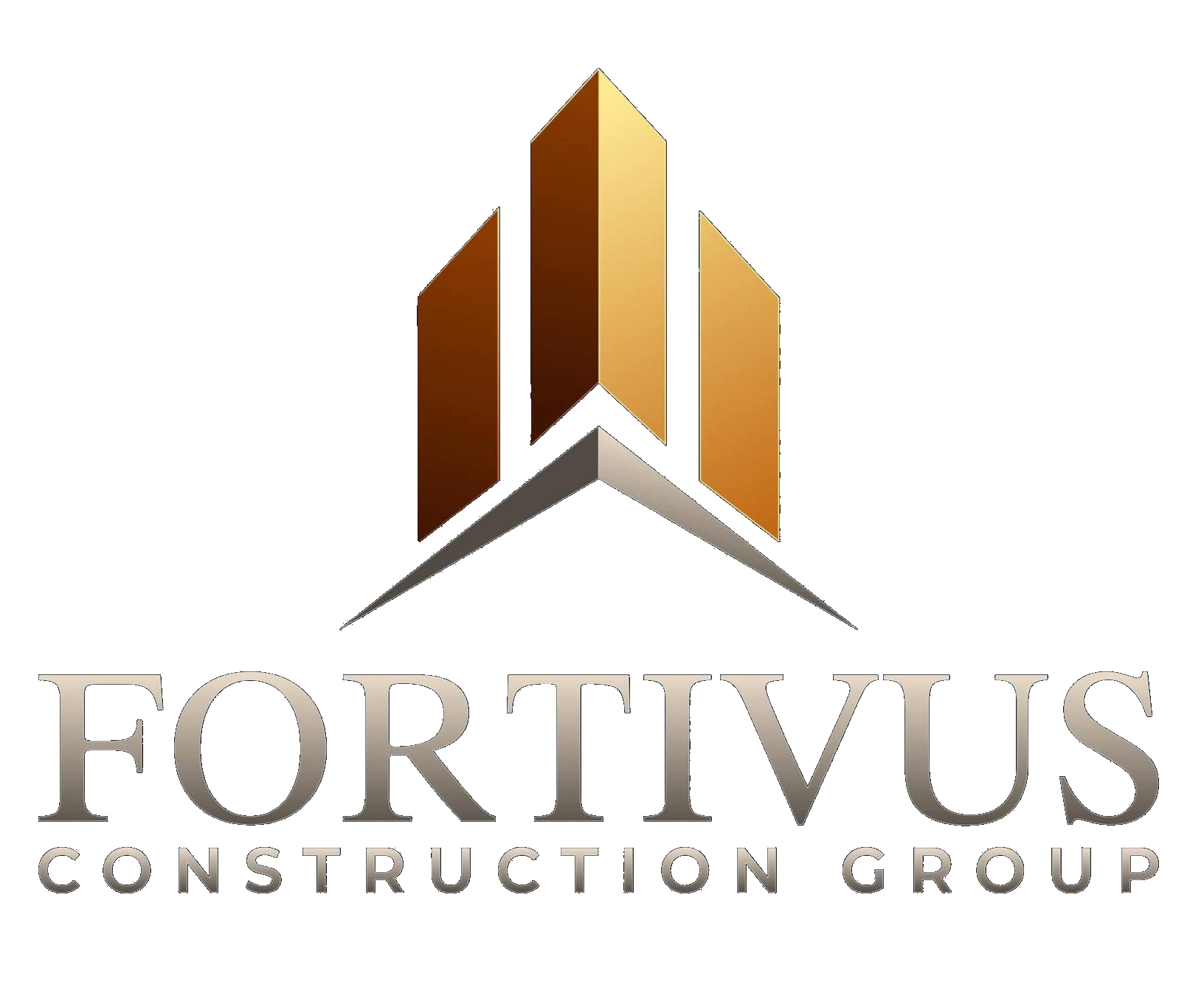 Fortivus Construction Group logo with gold and gray building icon and text