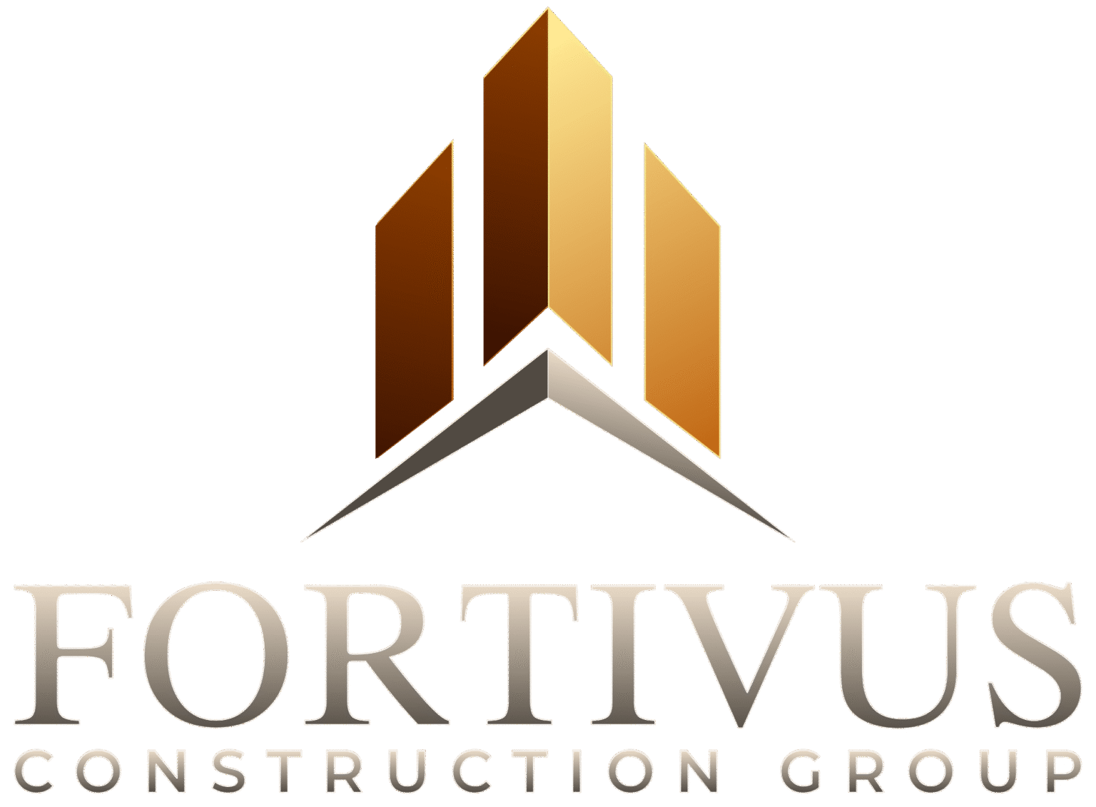 Fortivus Construction Group logo with gold and brown geometric building icon