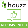 Houzz Recommended badge with green thumbs-up icon and word “RECOMMENDED”