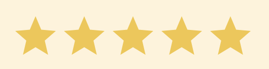 Five gold stars are lined up in a row on a white background.