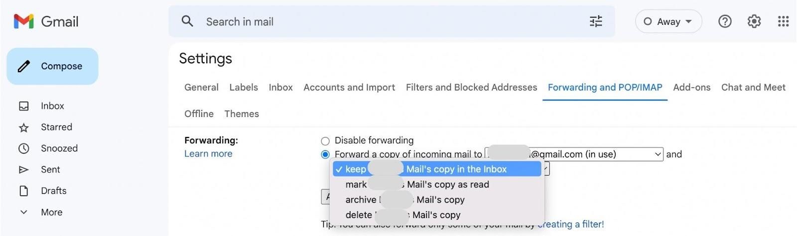 Forward a copy of incoming mail