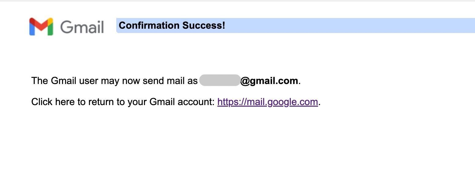 confirmation success