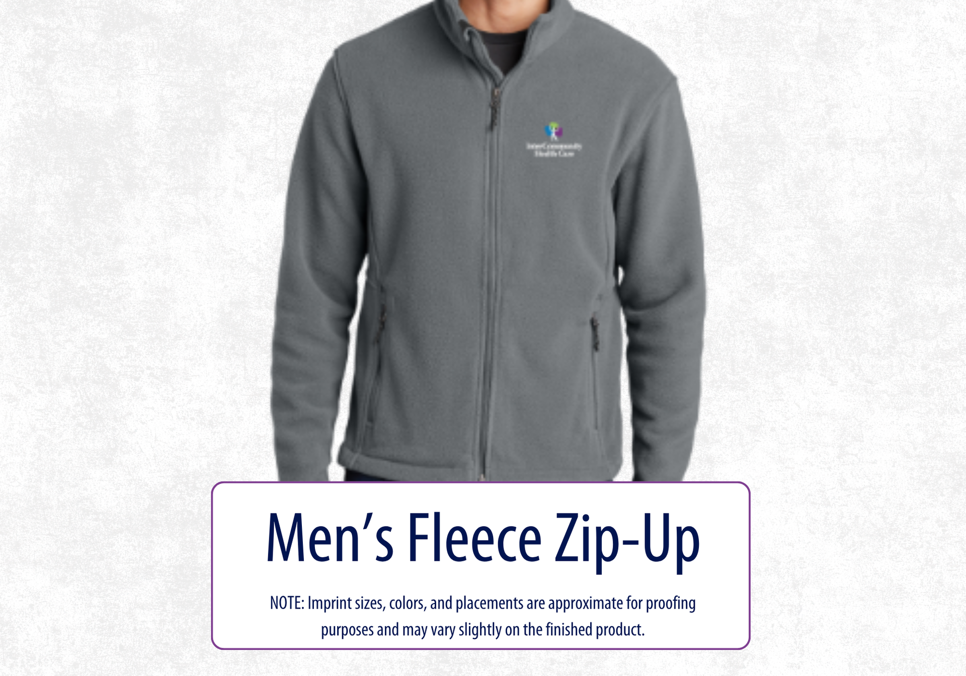 Photo of man in a gray fleece zip up jacket with the InterCommunity logo on left chest.
