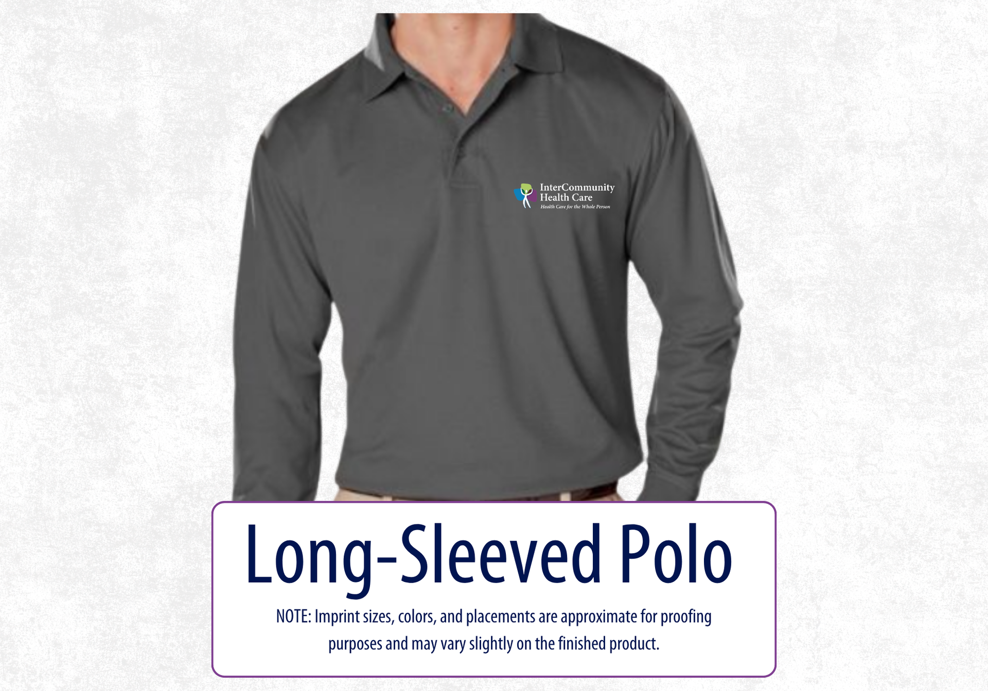 Photo of man in a gray long sleeved polo shirt with the InterCommunity logo on left chest.