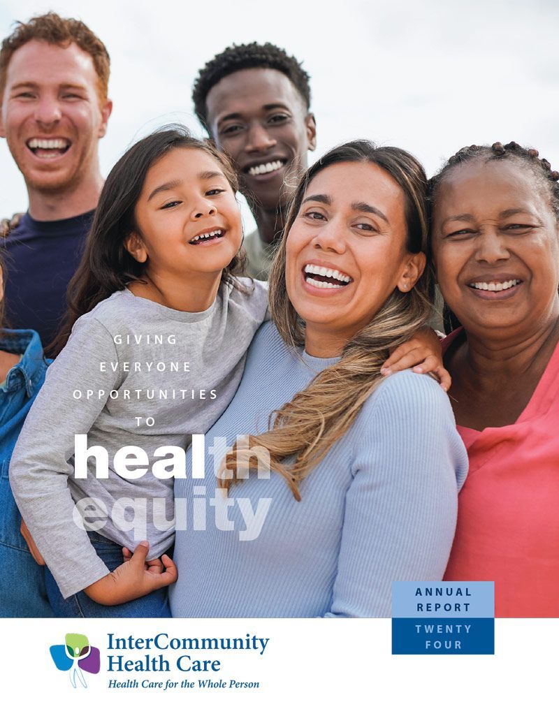 Screenshot of InterCommunity's 2024 Annual Report cover, which features several people across diverse ethnicities and ages.