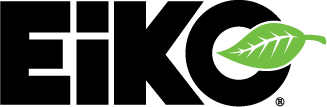 Le logo eiko a une feuille verte au milieu.