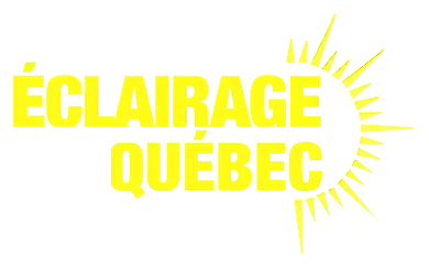 Le logo d'eclairage québec est jaune et comporte un soleil au milieu.
