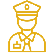 An icon of a police officer wearing a hat and tie.