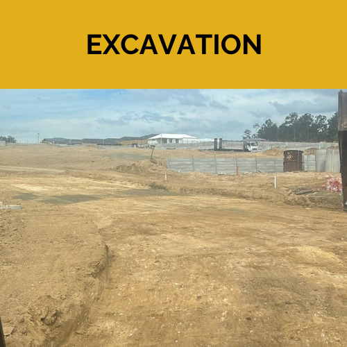 An excavated surface, prepared for the next step of construction.