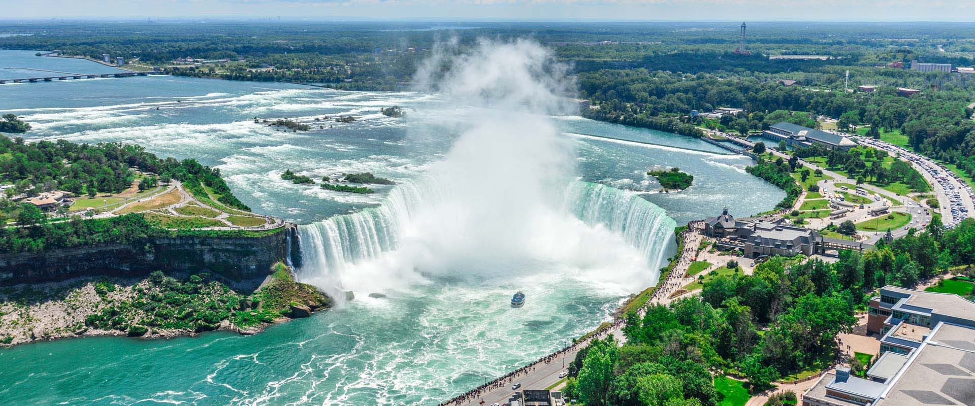 An aerial view of the niagara falls in canada.