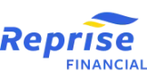 Reprise Financial logo in blue and gold on a white background