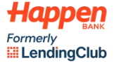 Happen Bank logo with orange “Happen” text and “Formerly LendingClub” beneath it.