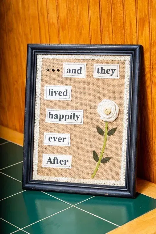 Black framed artwork: