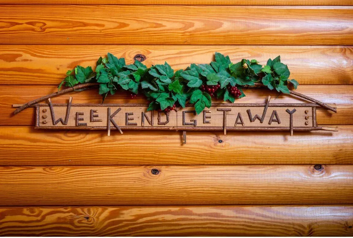 Wooden sign reading