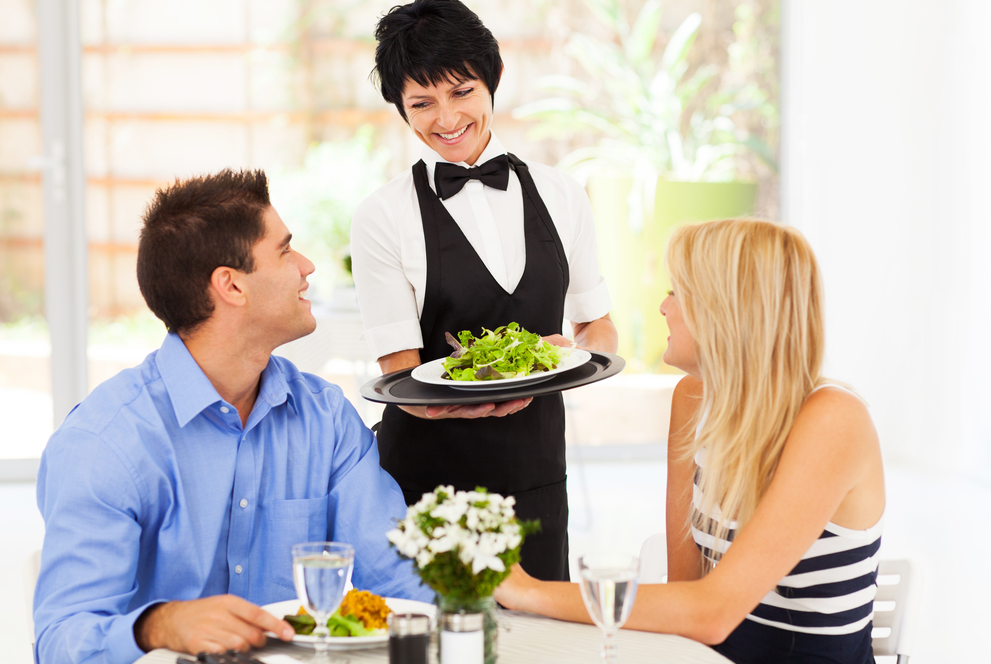 Happy Waitress Serving Food Happy Waitress Serving Food