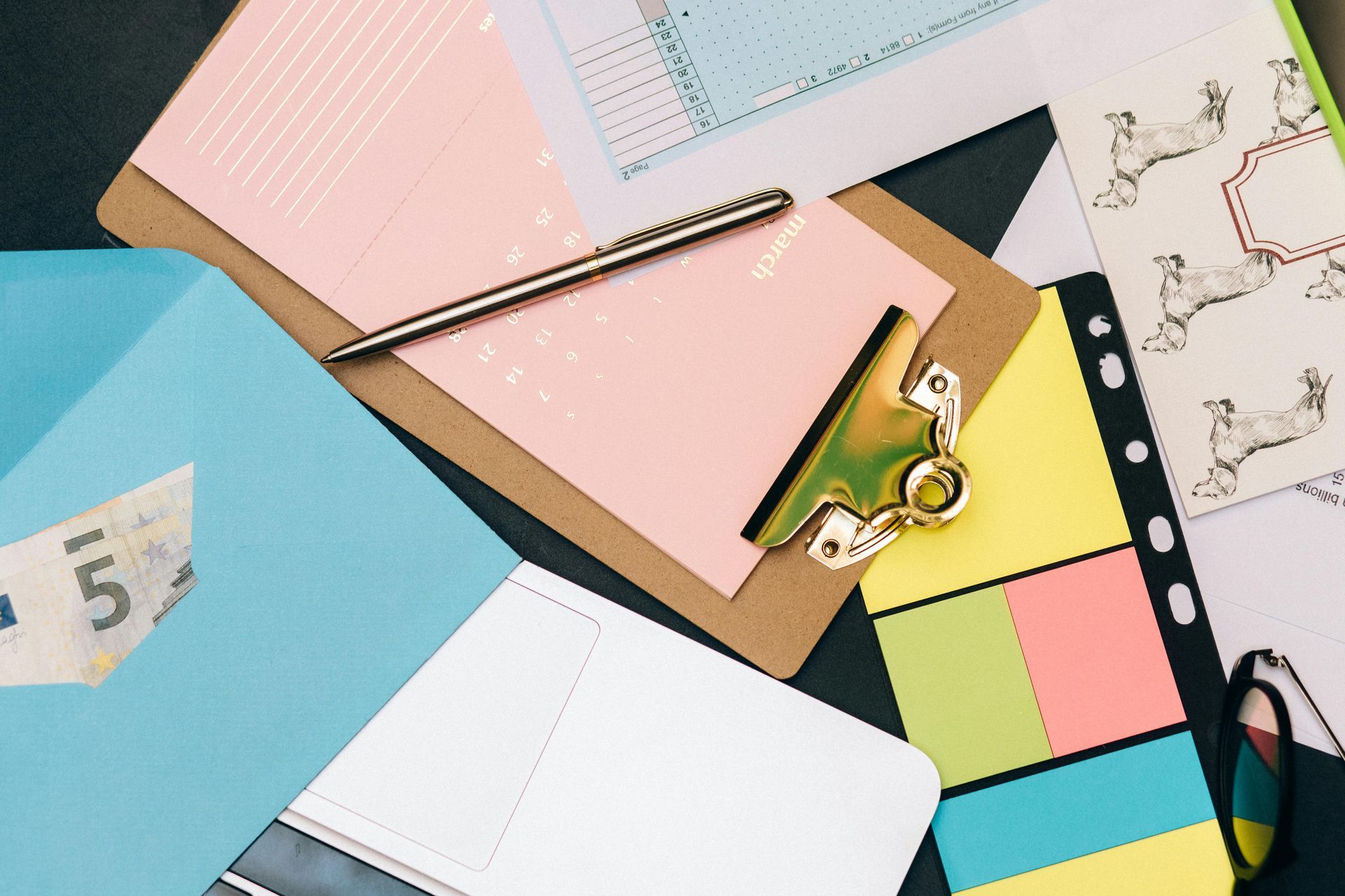 Twin Oaks Bookkeeping Stationery on desk,