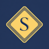 Cement truck icon on a gold circle.