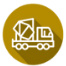 Cement truck icon in a gold circle.