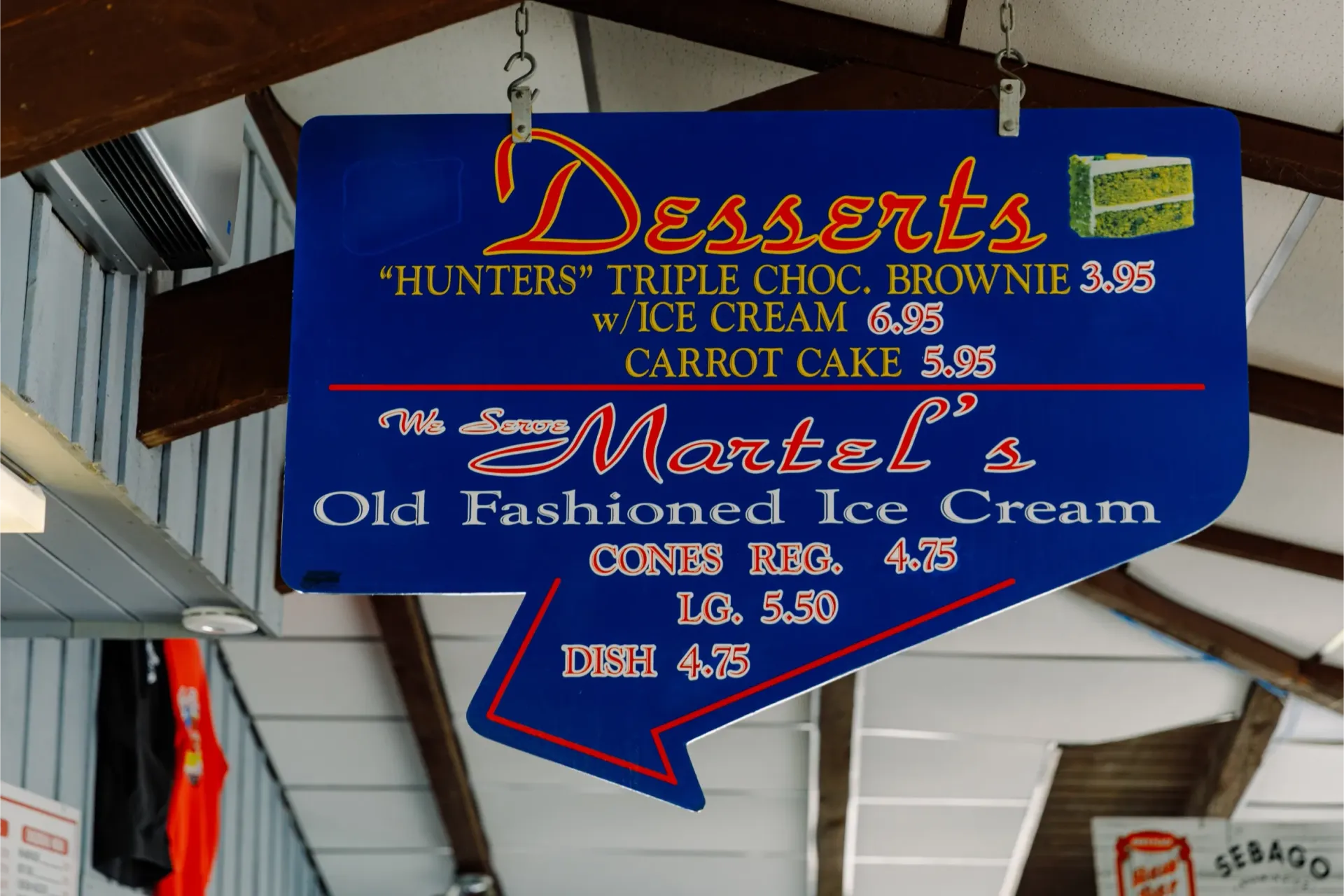 Dessert menu board at Ken's Seafood Restaurant