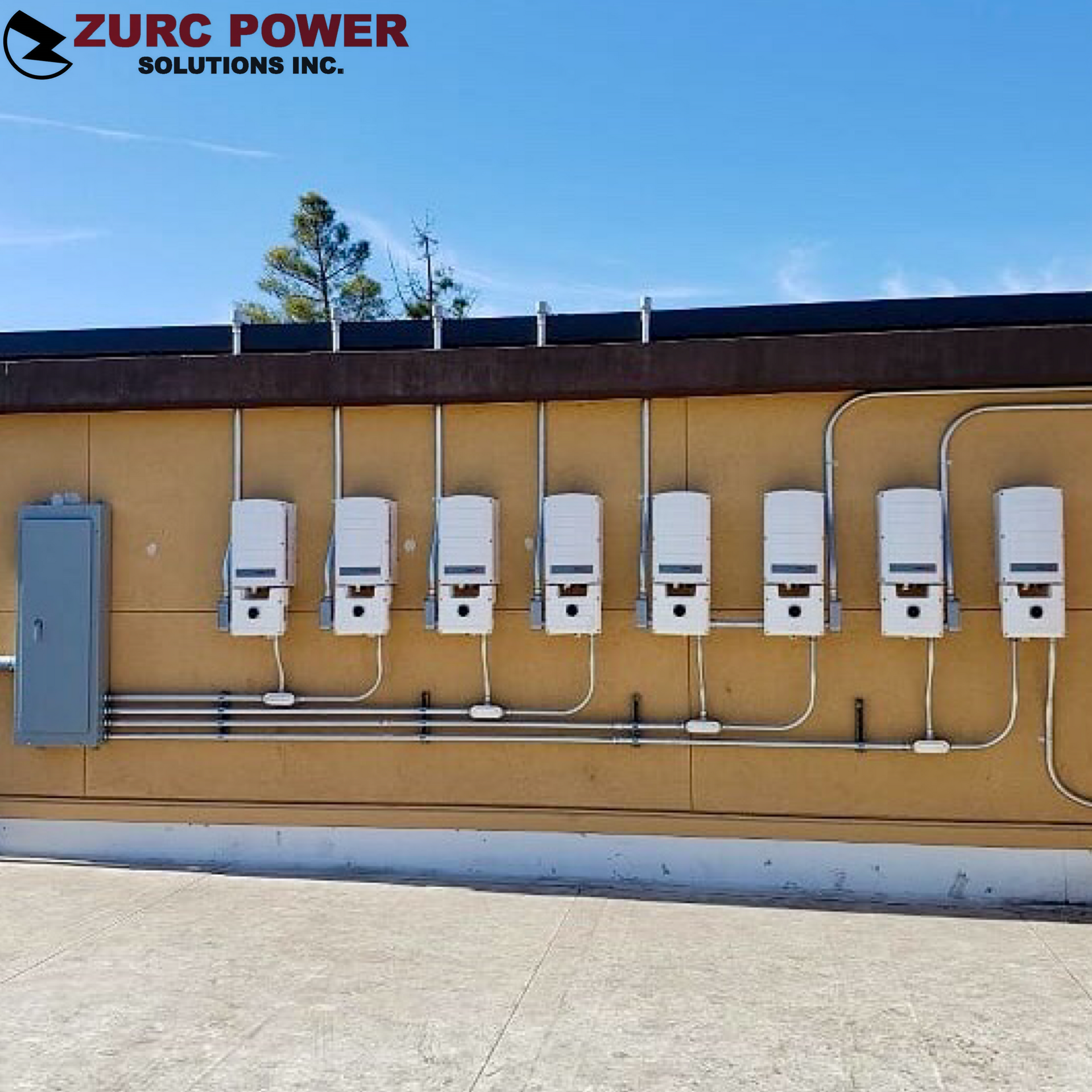 Zurc power solutions inc. is displayed on the side of a building