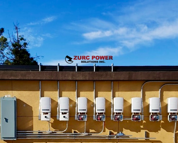 A building with a sign that says zurc power on it