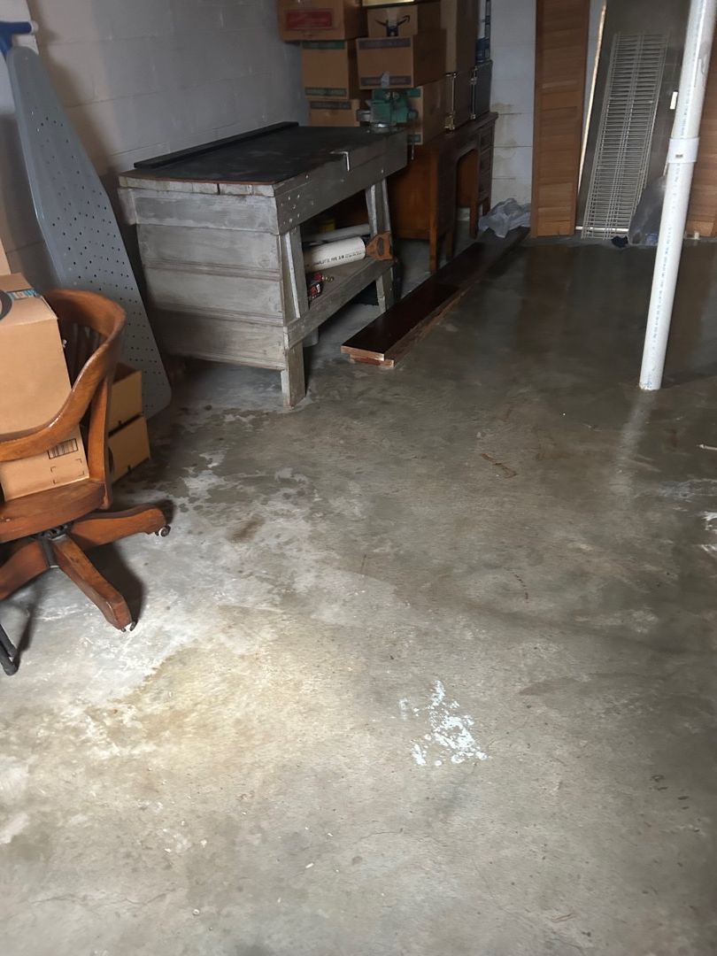 Restored basement showing clean surfaces after fire damage restoration in Florissant
