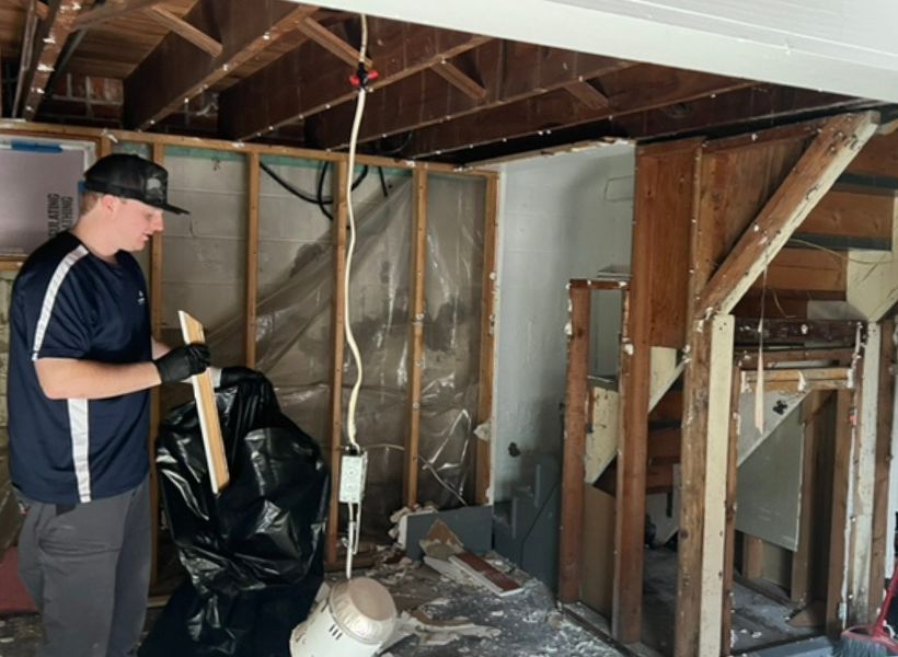 basement cleaning after demo in Overland, MO house