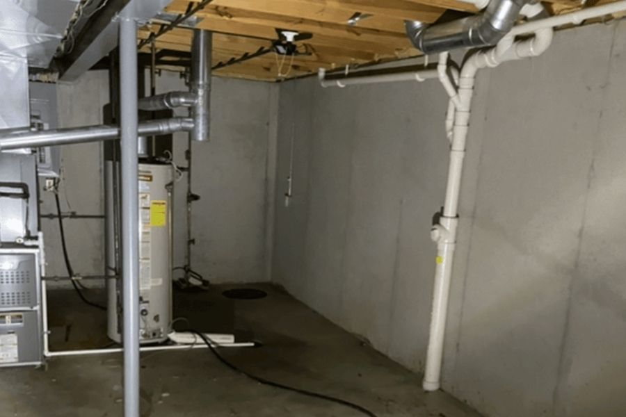 Empty basement cleared during restoration after a professional content pack-out