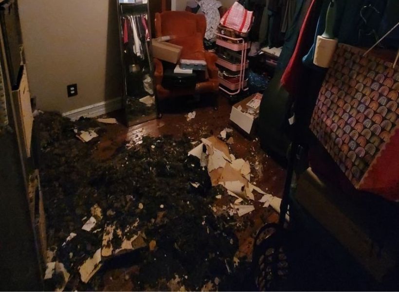 damaged storage room ceiling