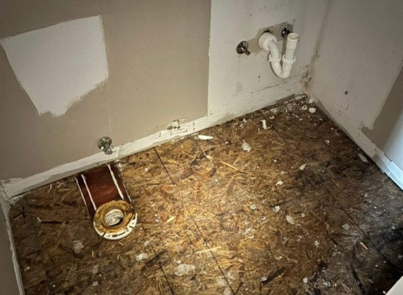 upstairs toilet damage of a Overland, MO home