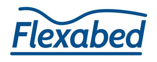 Flexabed logo in blue: text