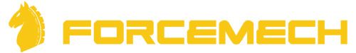 Yellow logo for Forcemech with a knight chess piece and bold text.