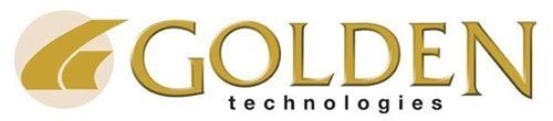 Golden Technologies logo, gold text and graphic on a white background.